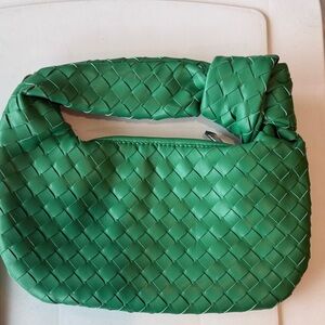 Woven Green Shoulder Bag - Designer-Style Women’s Handbag